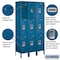 Salsbury Industries Wardrobe Locker, 45" W, 15" D, 78" H, (3) Wide, (9) Openings, Blue 53365BL-U - alternate 4